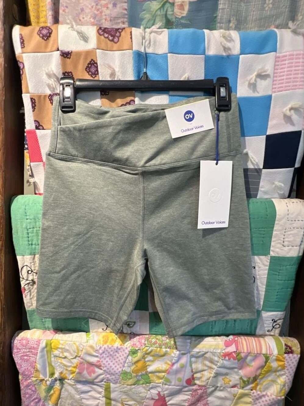 Outdoor Voices Women's CloudKnit Bike Short Agave Green Heather Size M